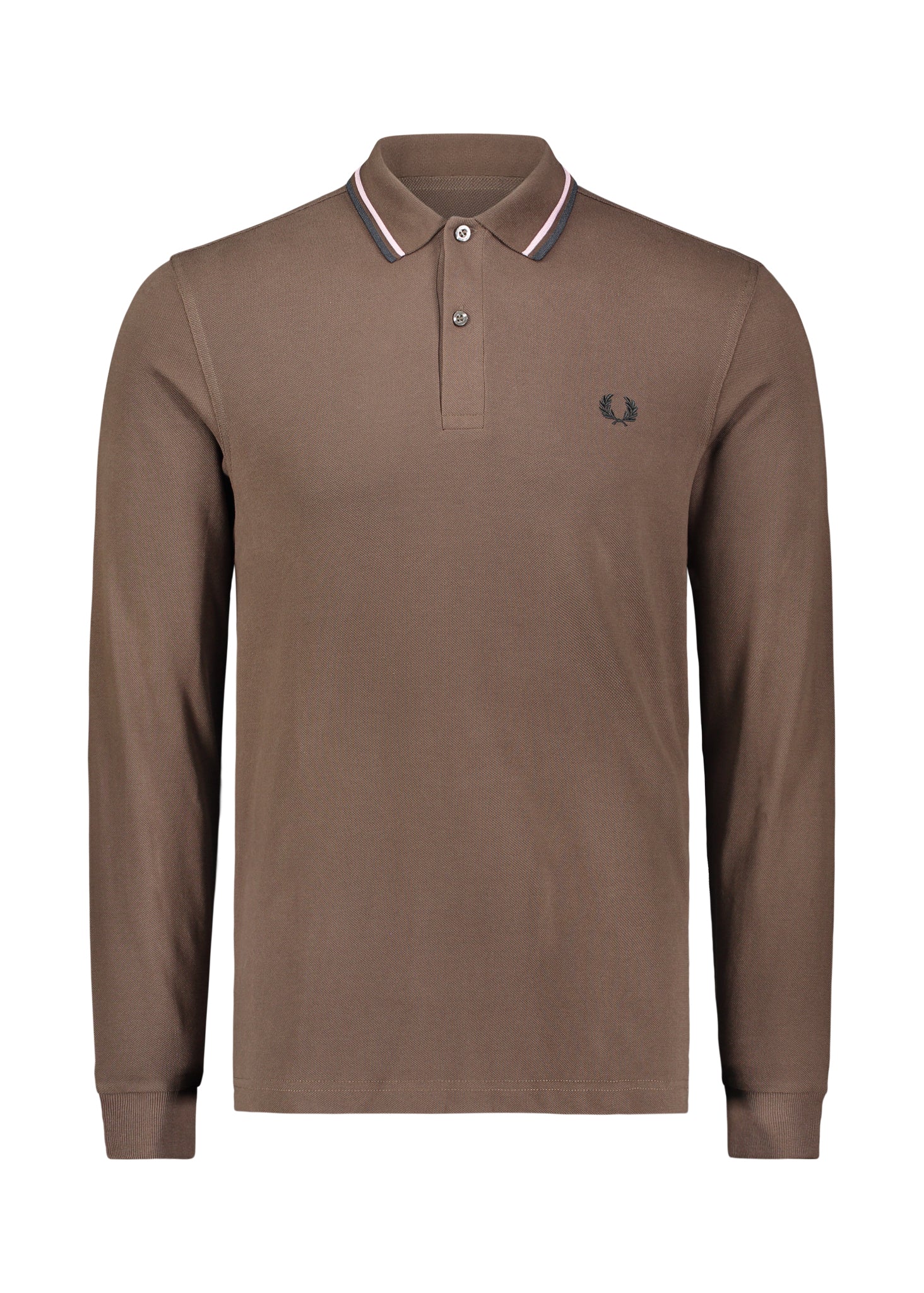 Fred Perry LS Tip Polo Shirt - Burn Tobacco