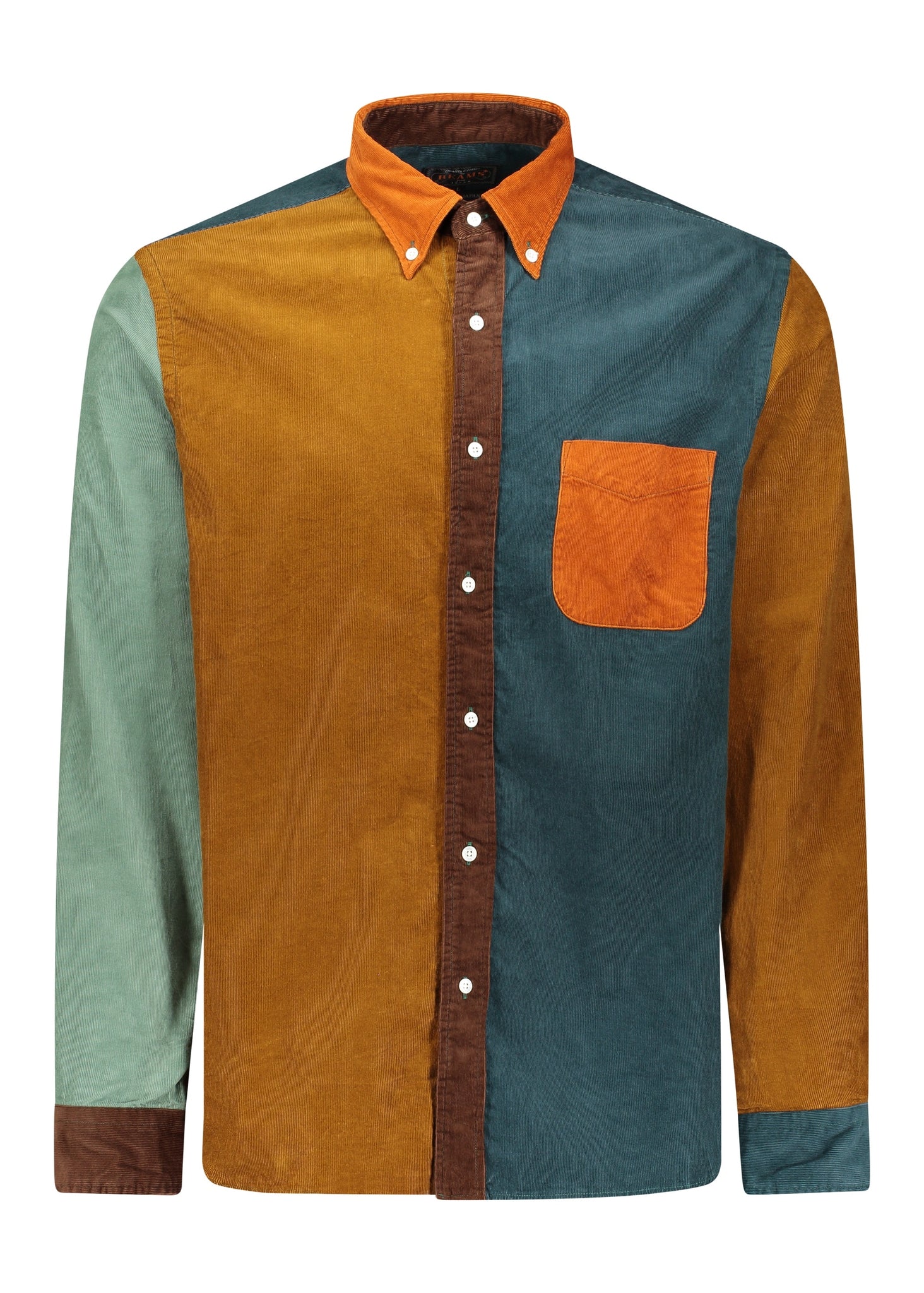 Beams Plus multi panel cord shirt - Orange