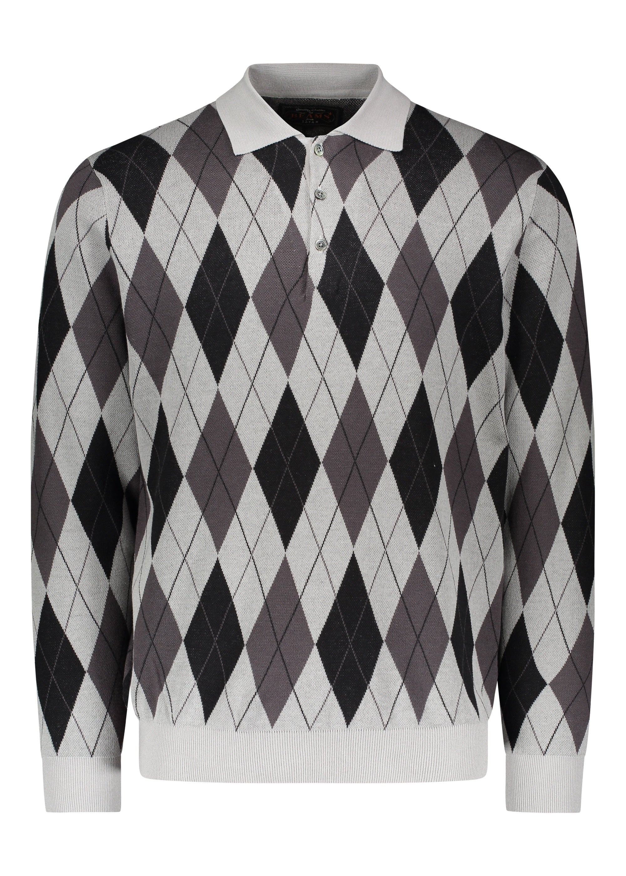 Beams Plus Argyle Knit Polo Shirt - Black – Triads
