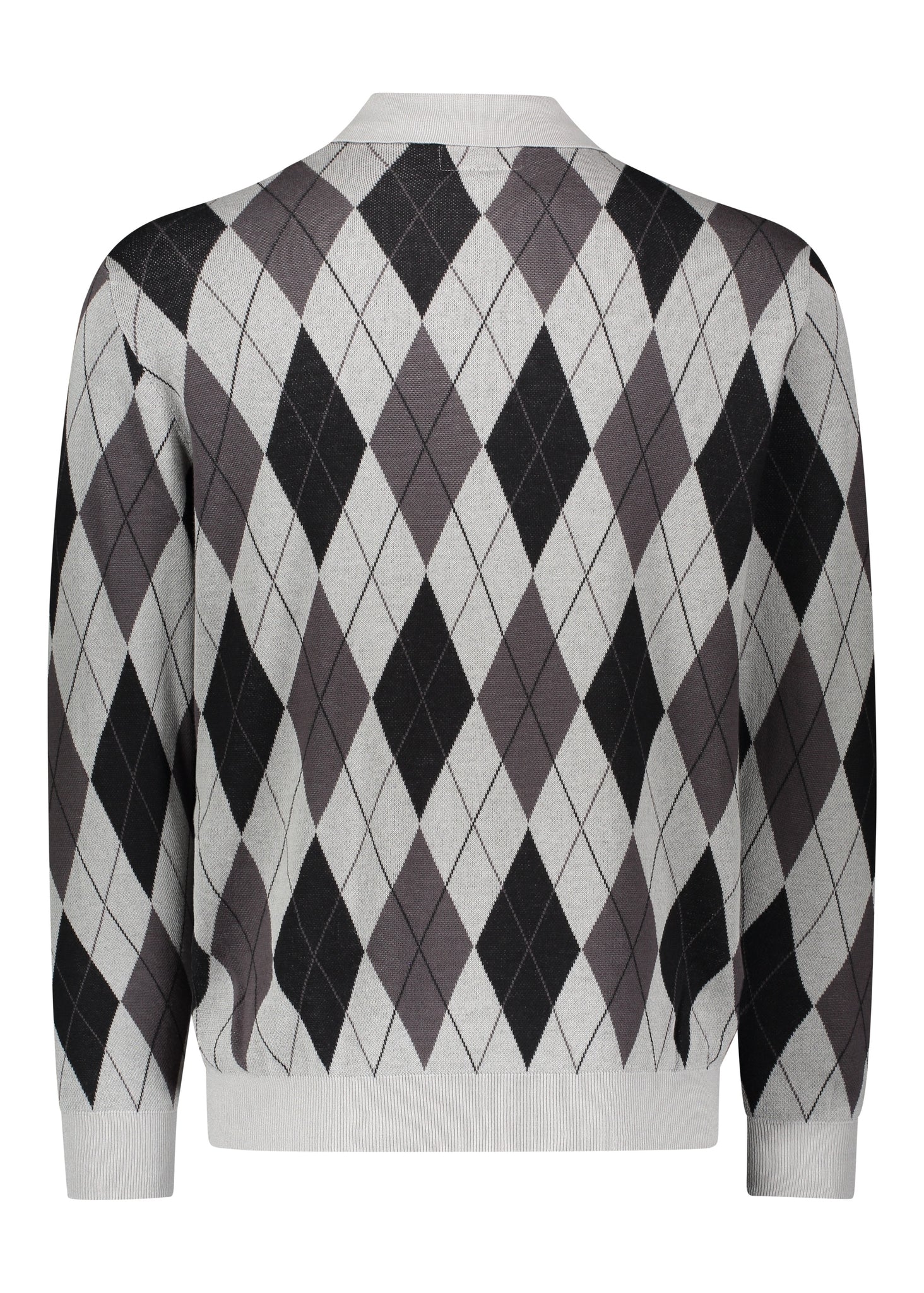 Beams Plus Argyle Knit Polo Shirt - Black
