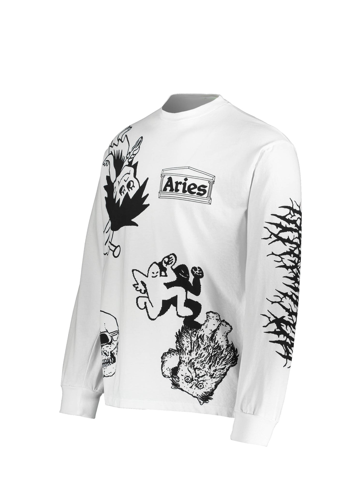 Aries Graphic Mashup Long Sleeve T-Shirt - White
