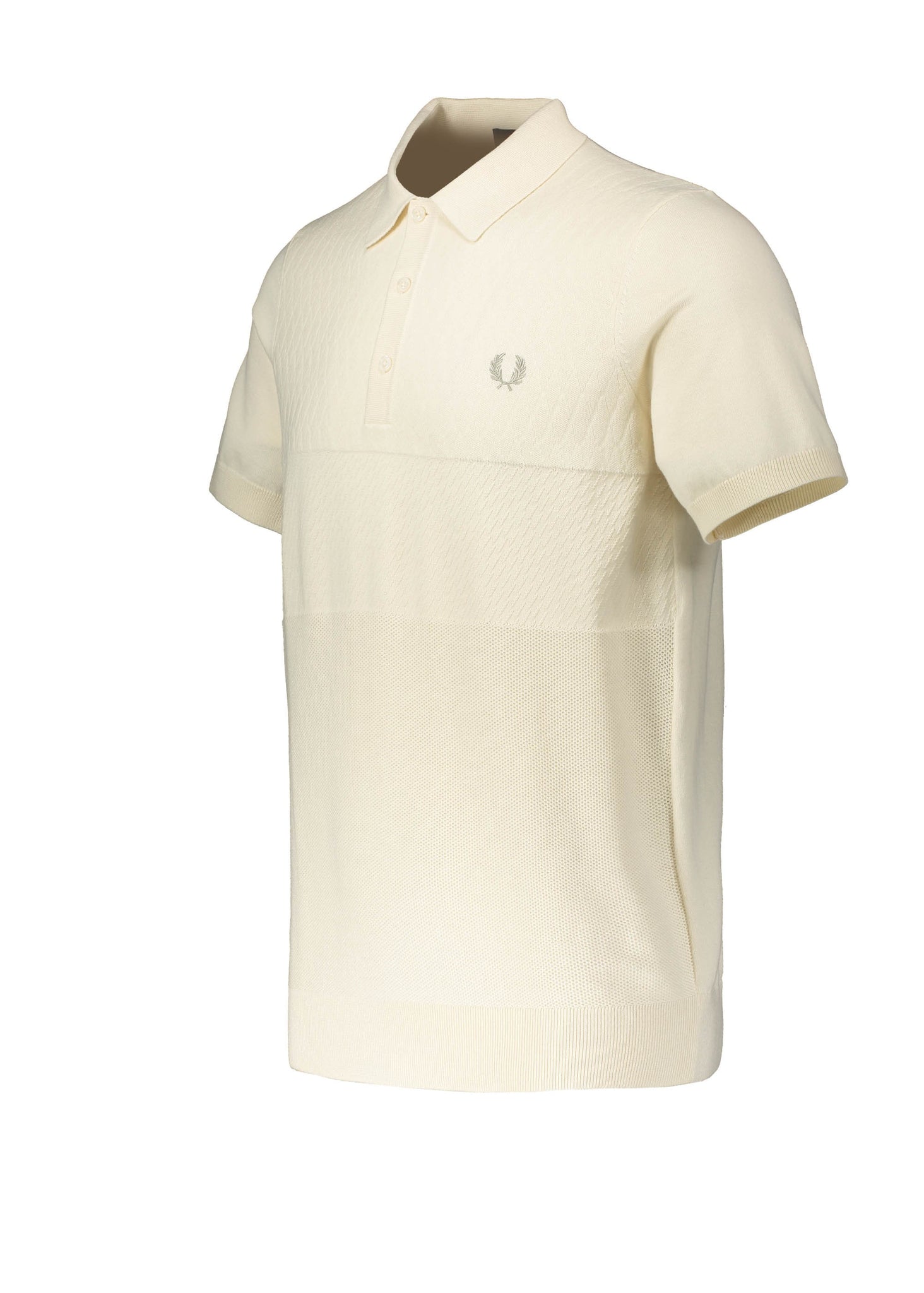 Fred Perry Tonal Panel Knitted Shirt - Ecru