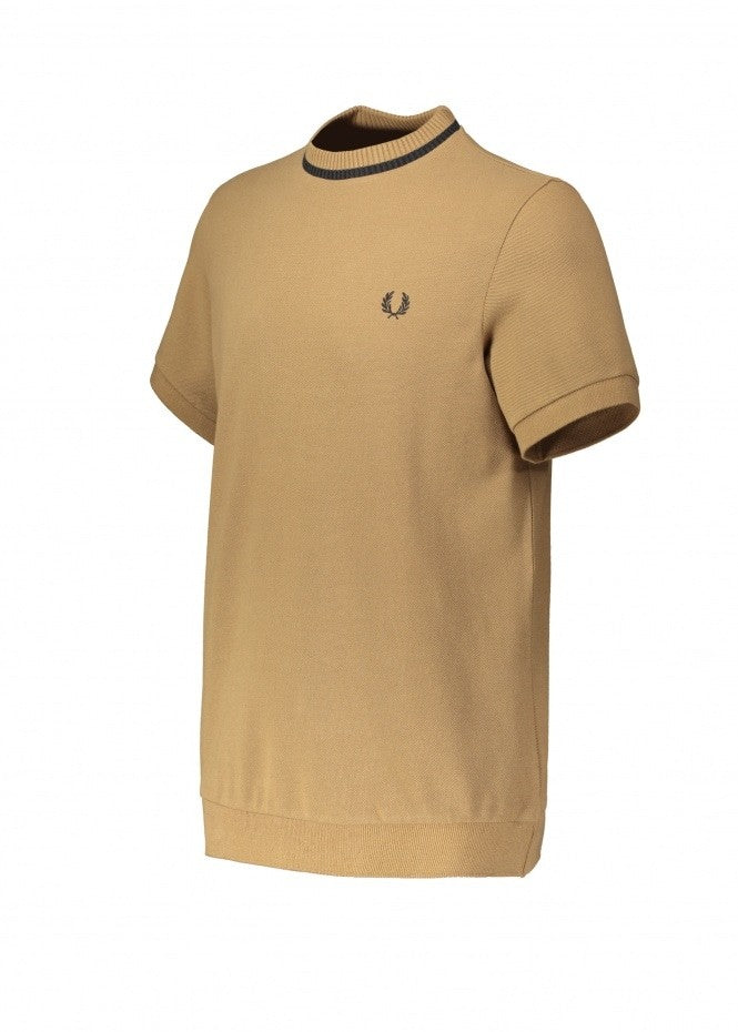 Fred Perry Crew NK Pique T-Shirt - Shaded Stone