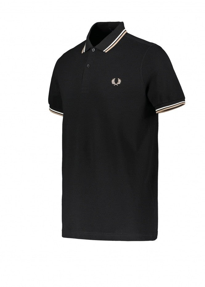 Fred Perry Twin Tipped Polo - Black/ Snow White